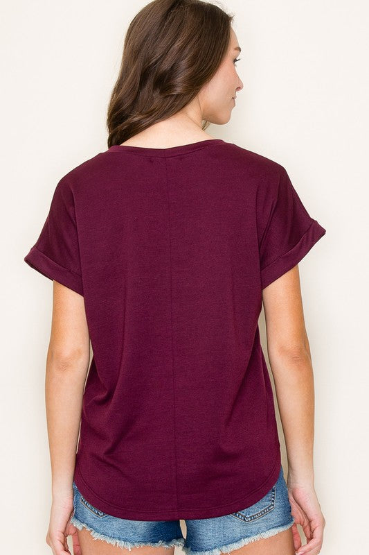 Rolled Sleeve Top