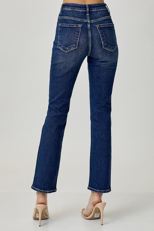 Risen Mid Rise Straight Slim Jeans