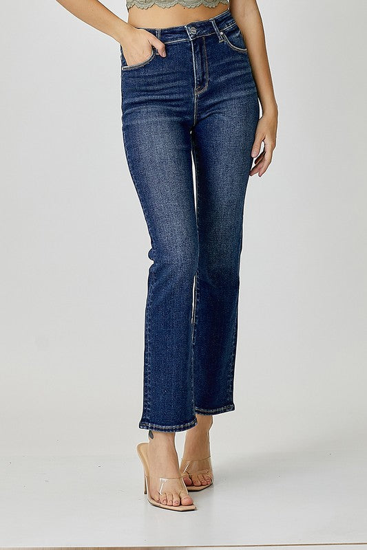 Risen Mid Rise Straight Slim Jeans