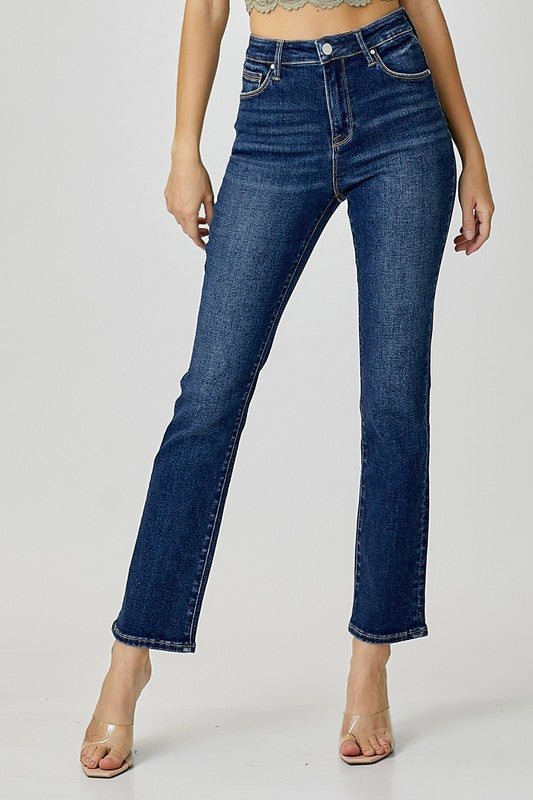 Risen Mid Rise Straight Slim Jeans