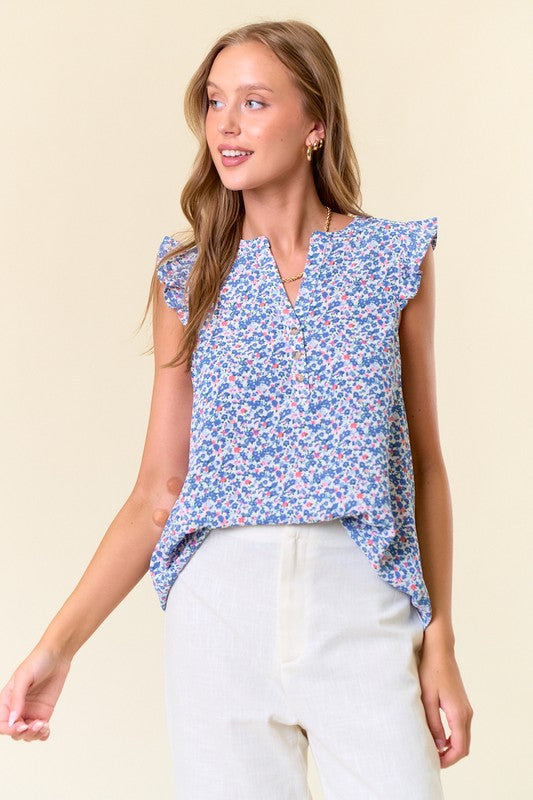 Blossom Breeze Ruffle Sleeve Top
