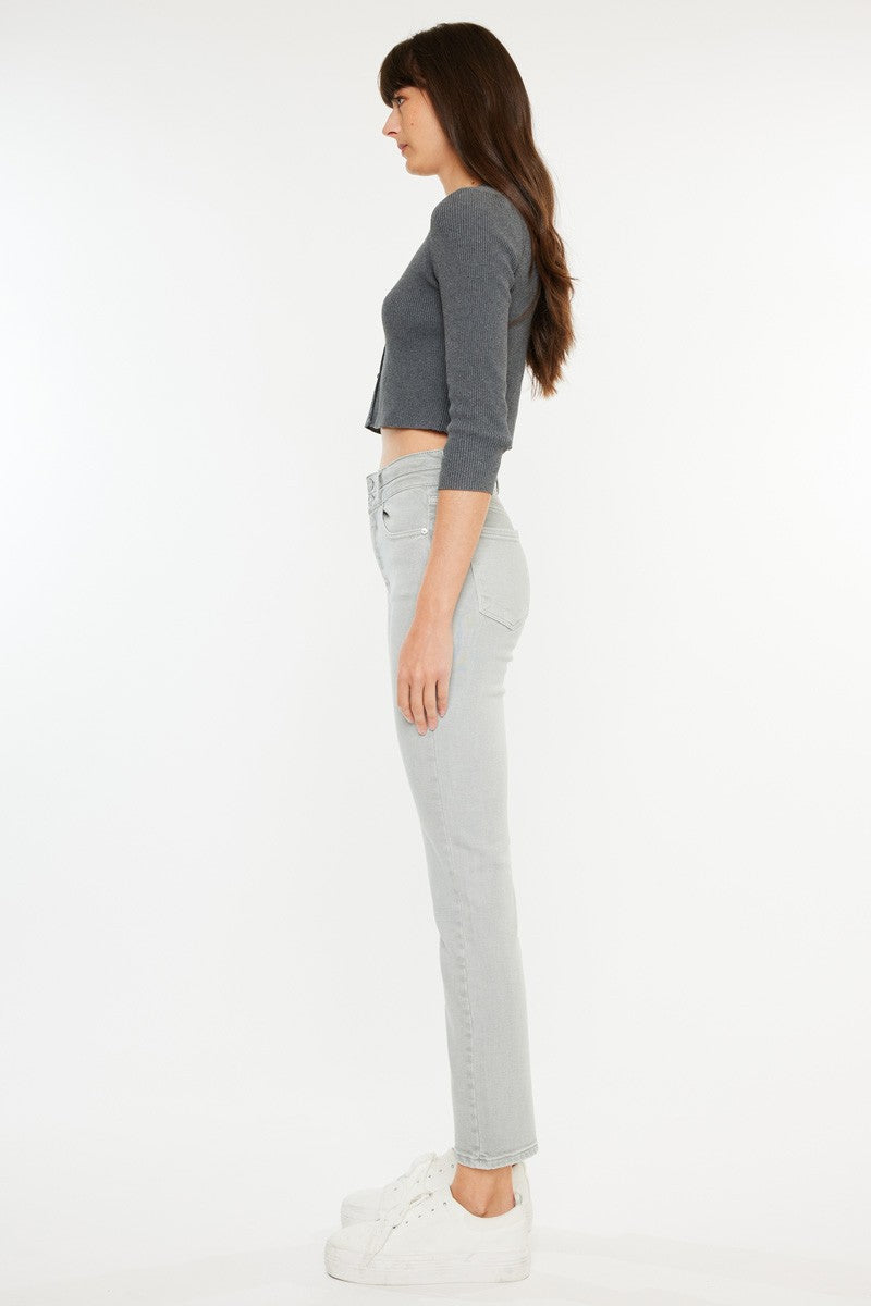 KanCan High-Rise Gray Slim Straight Jeans