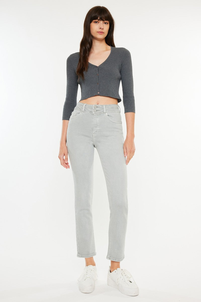 KanCan High-Rise Gray Slim Straight Jeans