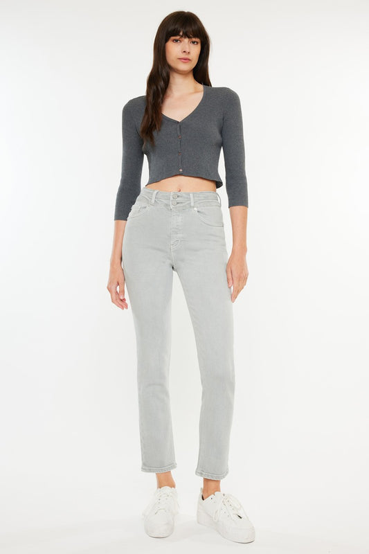 KanCan High-Rise Gray Slim Straight Jeans