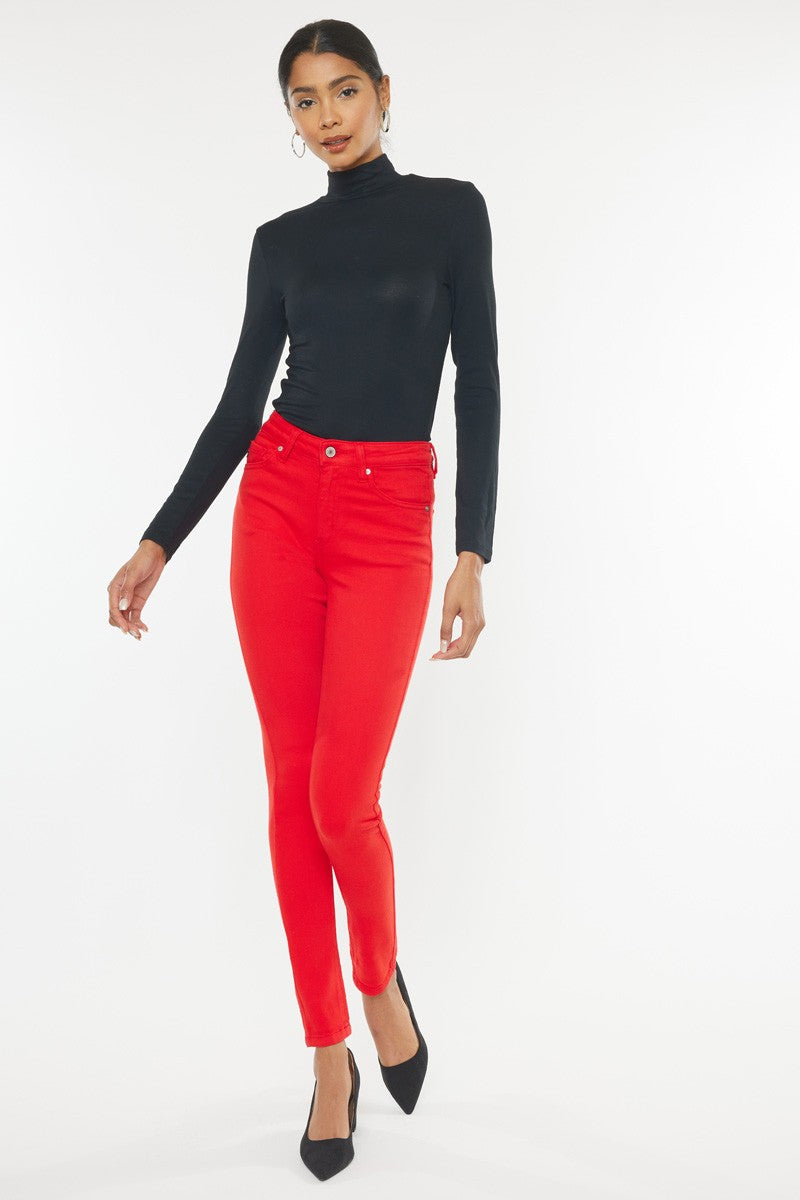 KanCan Gemma High-Rise R&B Red Skinny Jeans