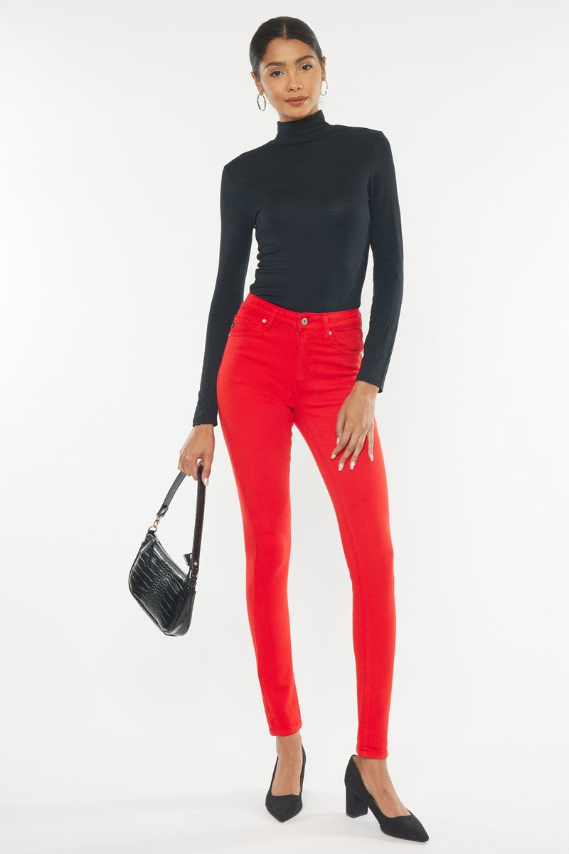 KanCan Gemma High-Rise R&B Red Skinny Jeans