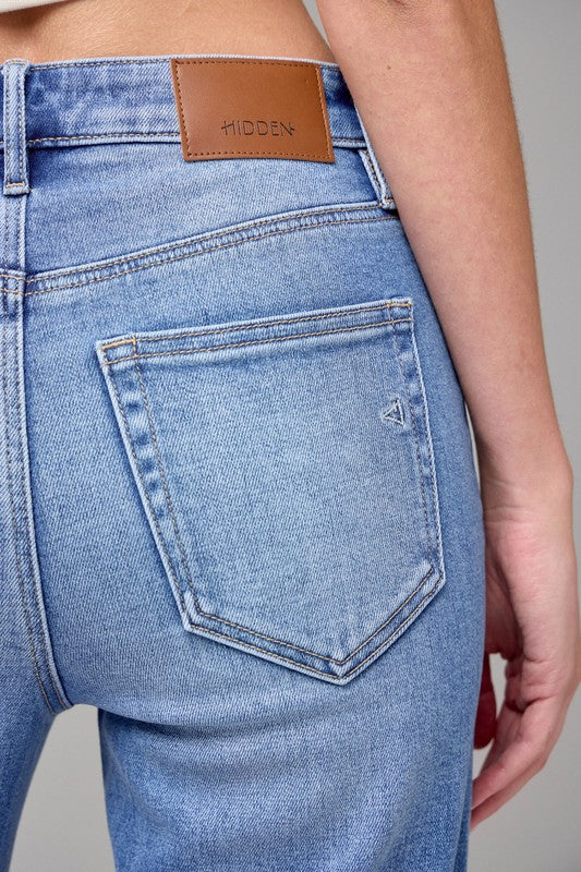 Medium Light Pintuck High Rise Flare Jeans – Hidden Jeans