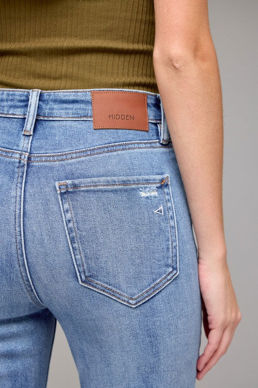 Medium Light Distressed Stretch Flare Jeans – Hidden Jeans