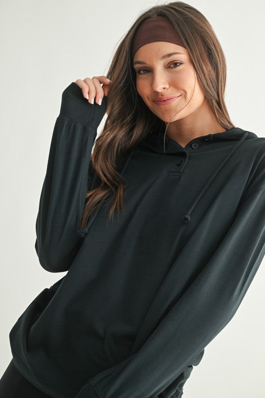 Mono B Ridgeline Pima Cotton Henley Hoodie