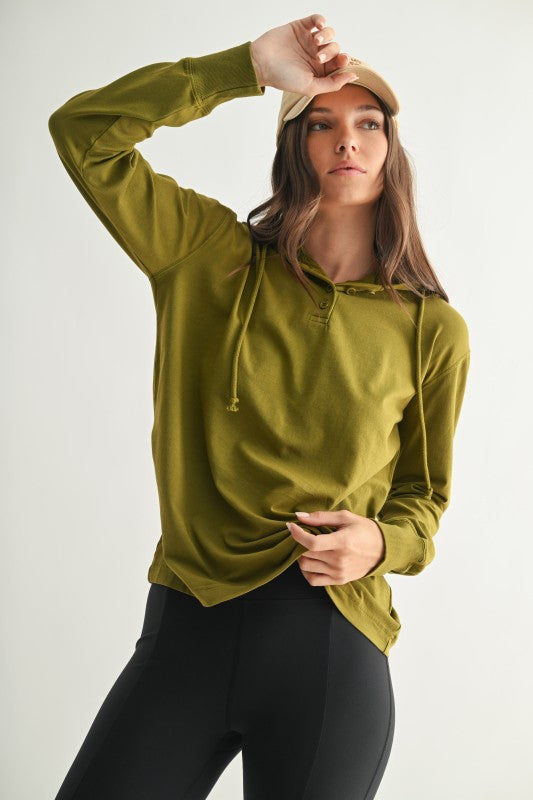 Mono B Ridgeline Pima Cotton Henley Hoodie