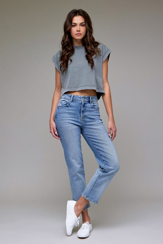 Medium Wash High Rise Comfort Straight Jeans – Hidden Jeans