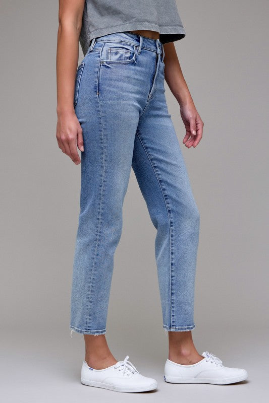 Medium Wash High Rise Comfort Straight Jeans – Hidden Jeans