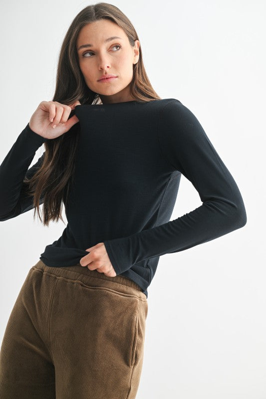 Mono B Luxe Line Long Sleeve Top