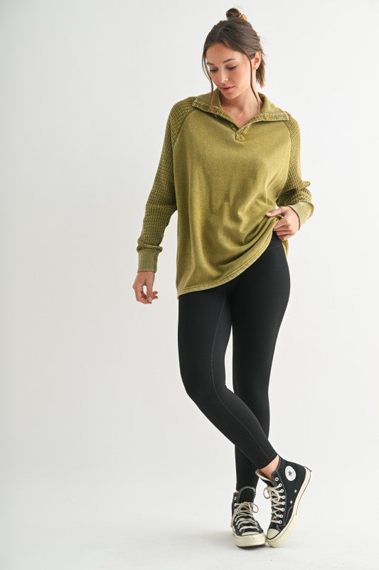 Mono B Duality Waffle Knit Henley