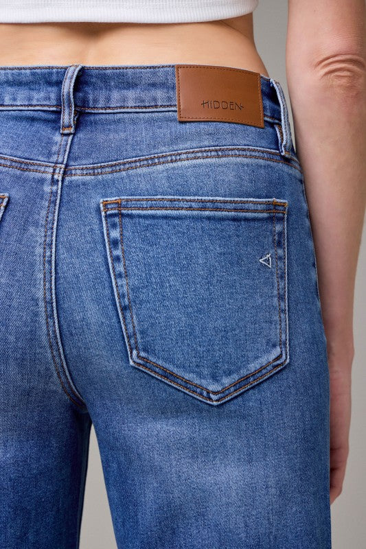 Medium Wash Clean Cuffed High Rise Comfort Flare Jeans – Hidden Jeans