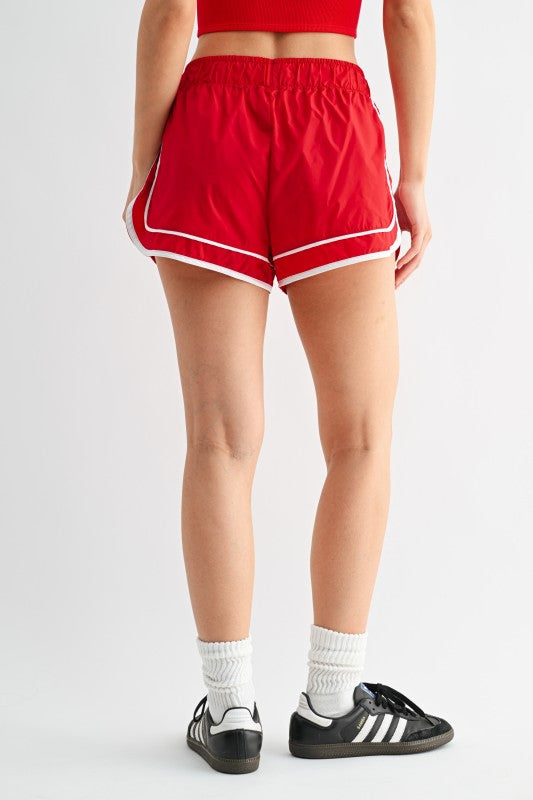 MONO B Retro Runner Active Shorts -Red