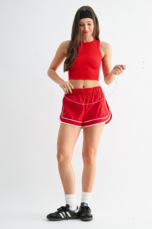MONO B Retro Runner Active Shorts -Red