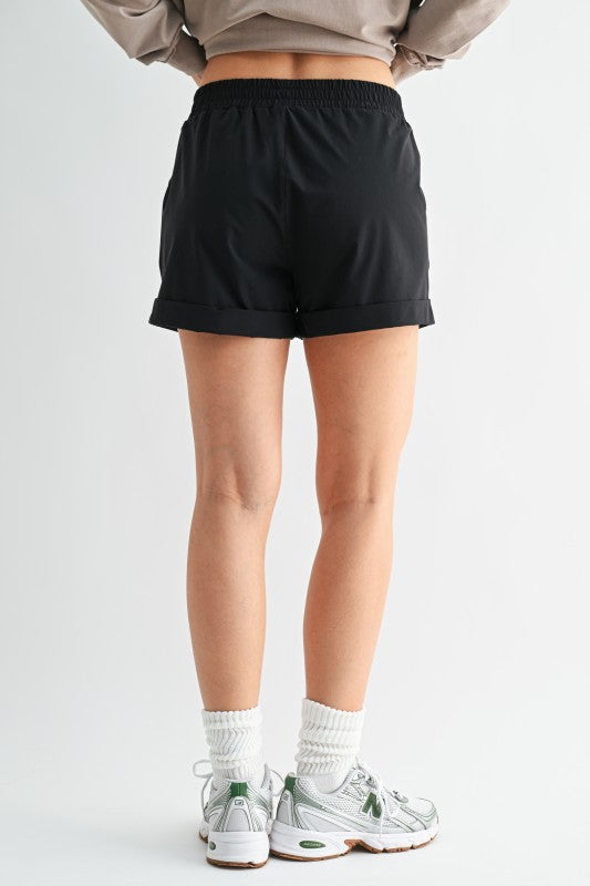 MONO B Everyday Performance Cuffed Active Shorts - Black