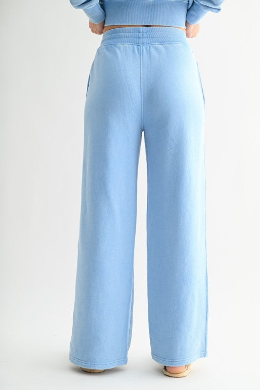Mono B Mineral Wash Luxe Wide-Leg Sweatpants