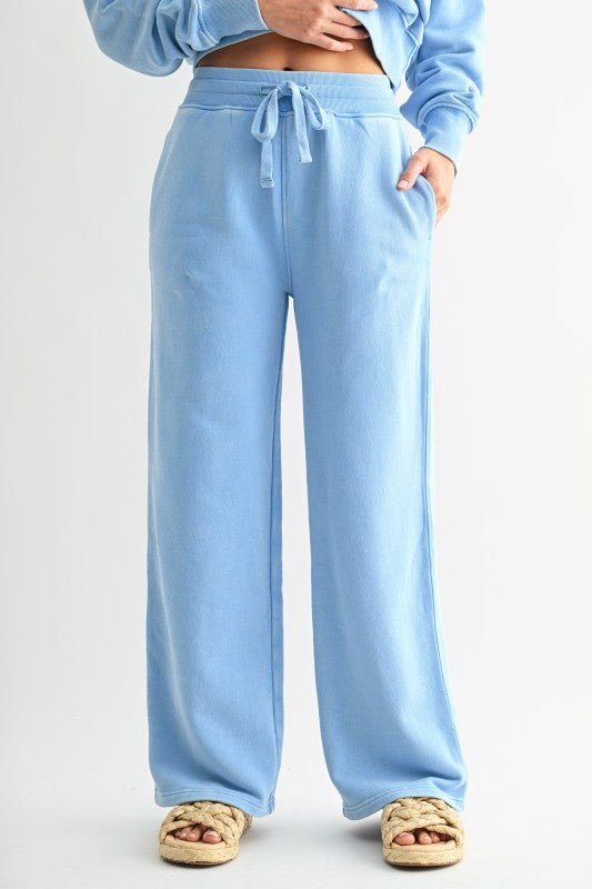 Mono B Mineral Wash Luxe Wide-Leg Sweatpants