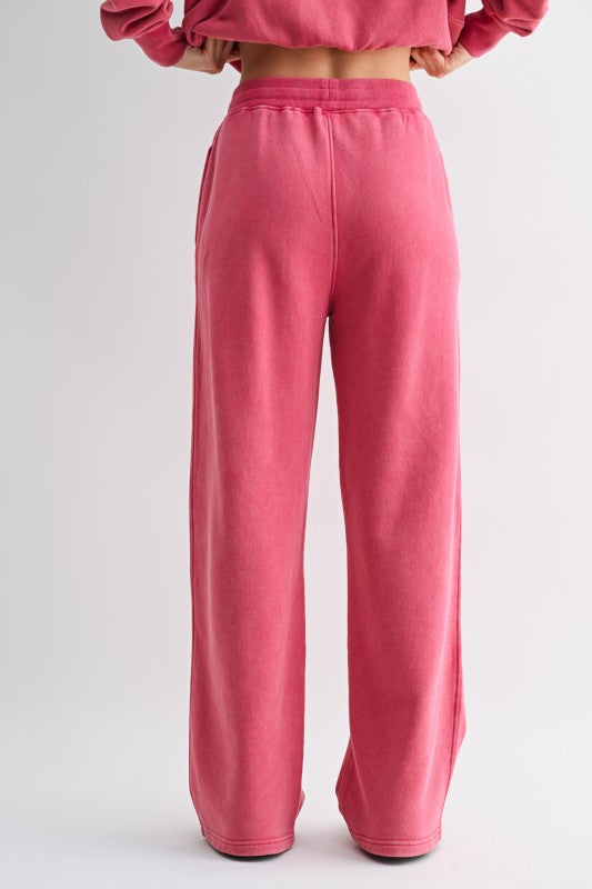 Mono B Mineral Wash Luxe Wide-Leg Sweatpants
