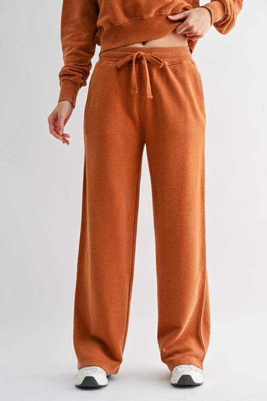 Mono B Mineral Wash Luxe Wide-Leg Sweatpants
