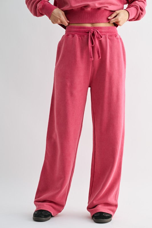 Mono B Mineral Wash Luxe Wide-Leg Sweatpants
