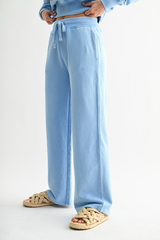 Mono B Mineral Wash Luxe Wide-Leg Sweatpants