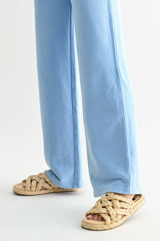 Mono B Mineral Wash Luxe Wide-Leg Sweatpants