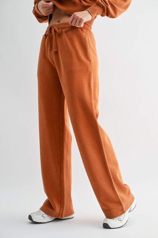 Mono B Mineral Wash Luxe Wide-Leg Sweatpants