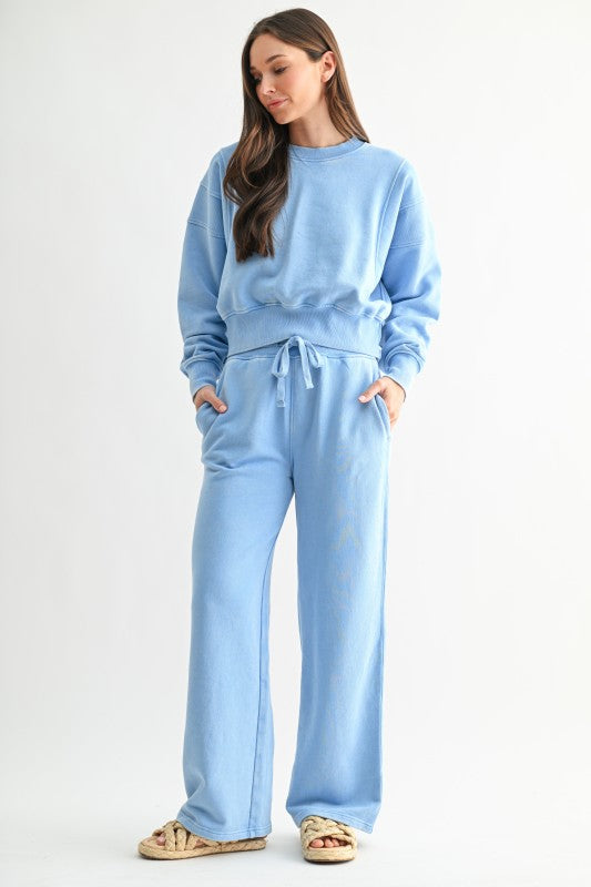 Mono B Mineral Wash Luxe Wide-Leg Sweatpants