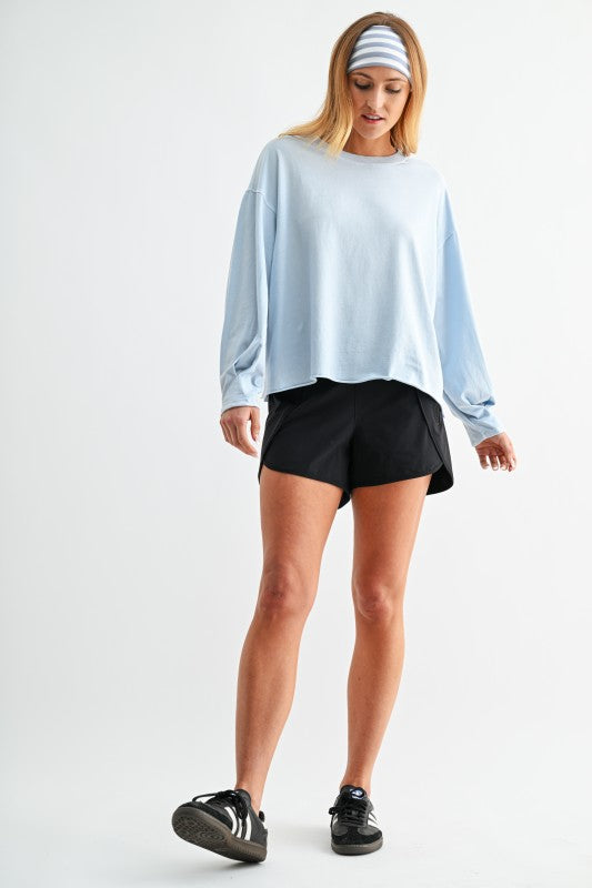 MONO B High Waist Scallop Active Shorts – Black