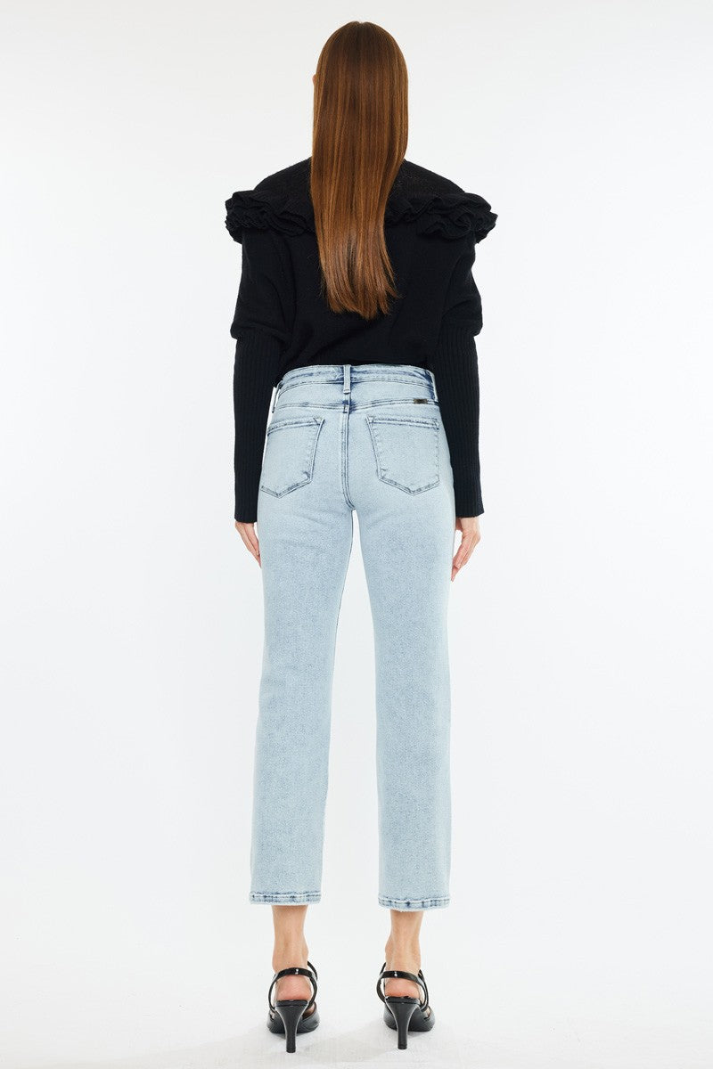 KanCan Mid-Rise Medium-Wash Crop Straight Jeans