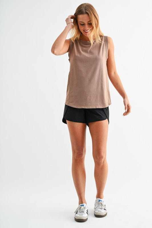 MONO B Terra Wash Pima Muscle Tank – Silken Taupe