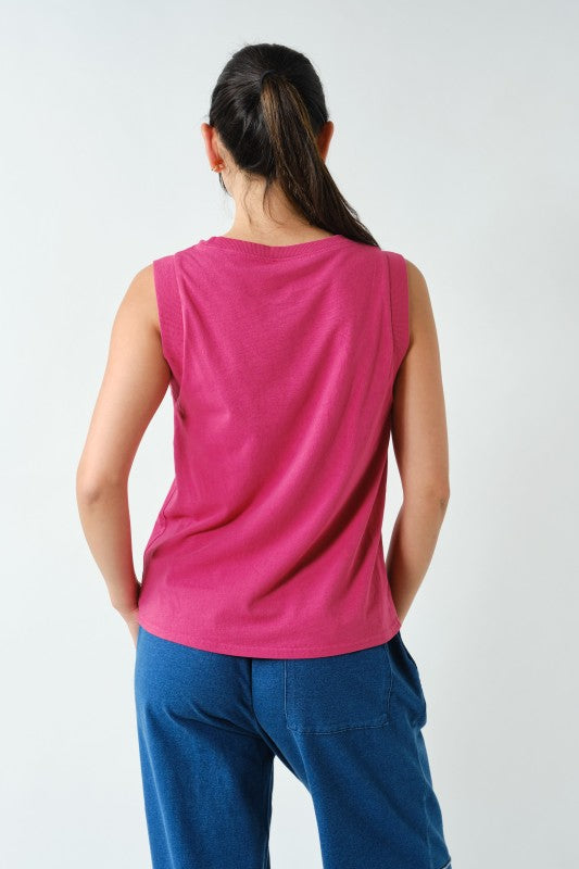 MONO B Terra Wash Pima Muscle Tank – Plum Pink