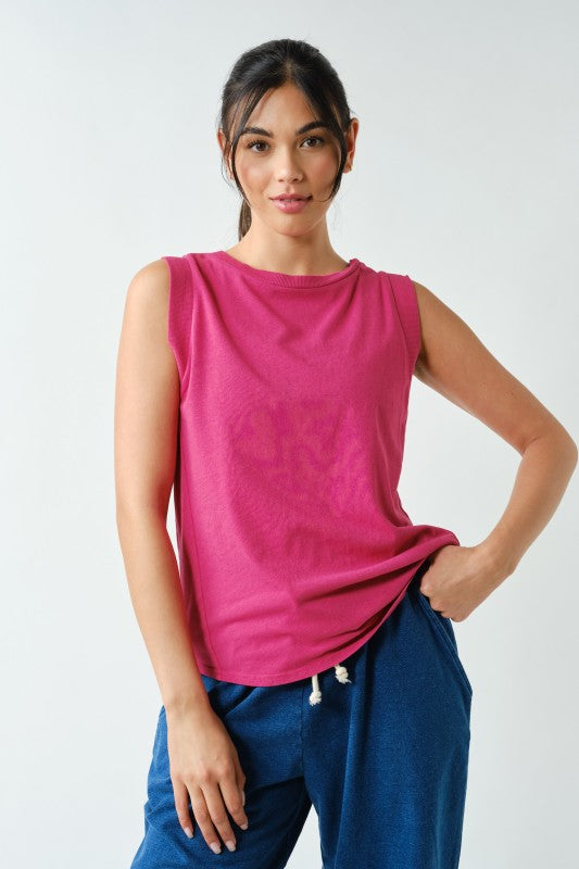 MONO B Terra Wash Pima Muscle Tank – Plum Pink