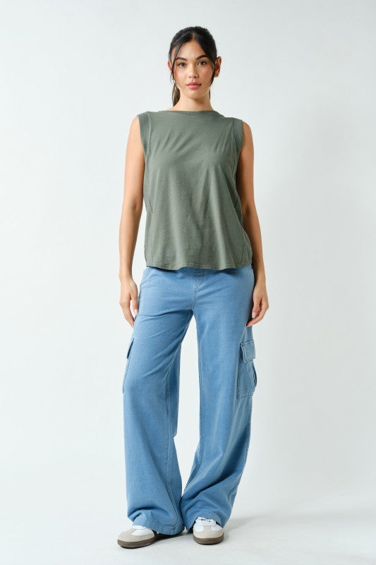 MONO B Terra Wash Pima Muscle Tank – Eldergreen