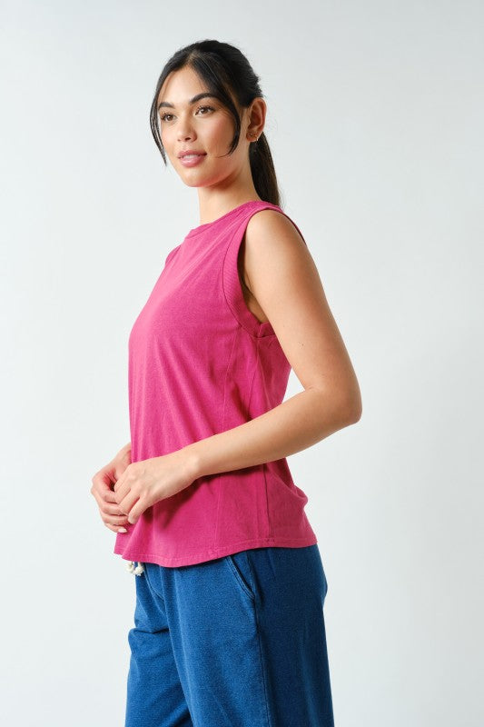MONO B Terra Wash Pima Muscle Tank – Plum Pink