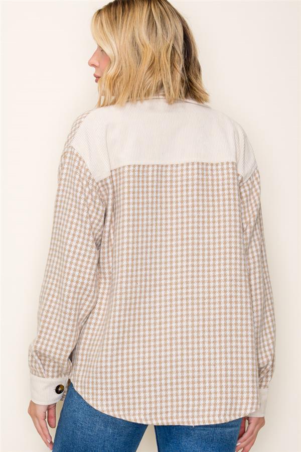 Beige Houndstooth Shacket
