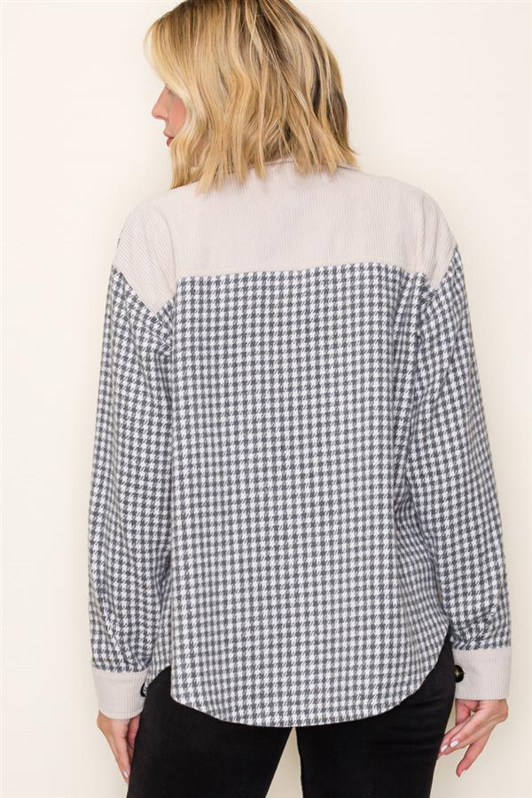 Grey Houndstooth Shacket