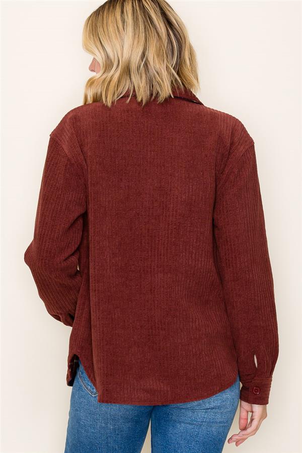 Burgundy Plaid & Corduroy Reversible Shacke