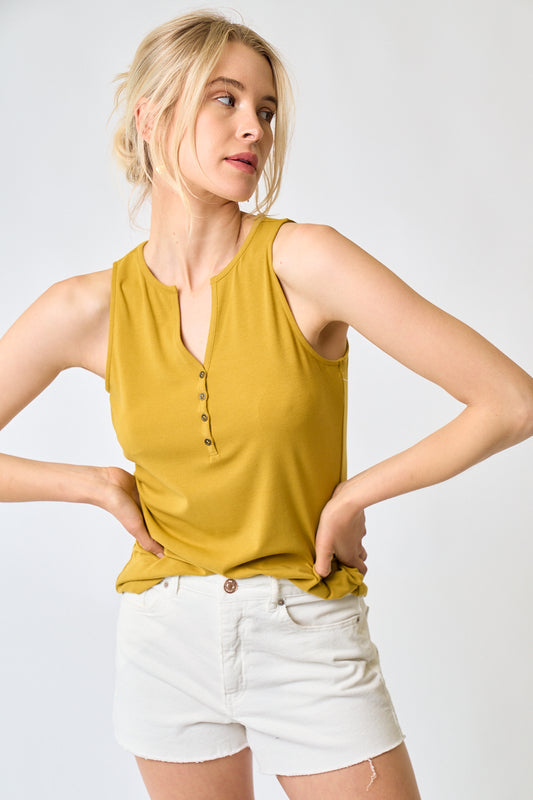 Mustard Henley Knit Tank