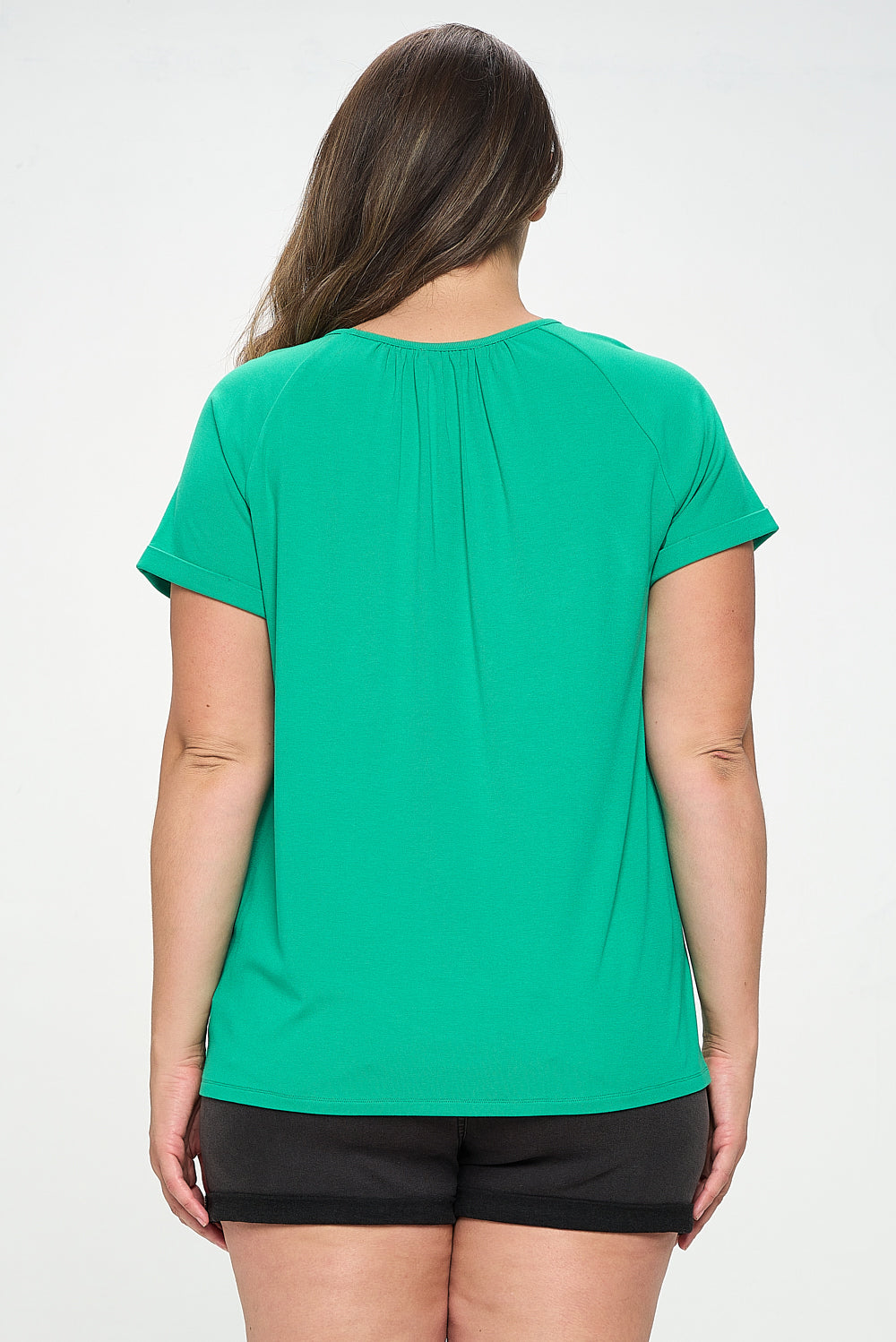 Green Plus Size Cut Out Neckline Knit Top