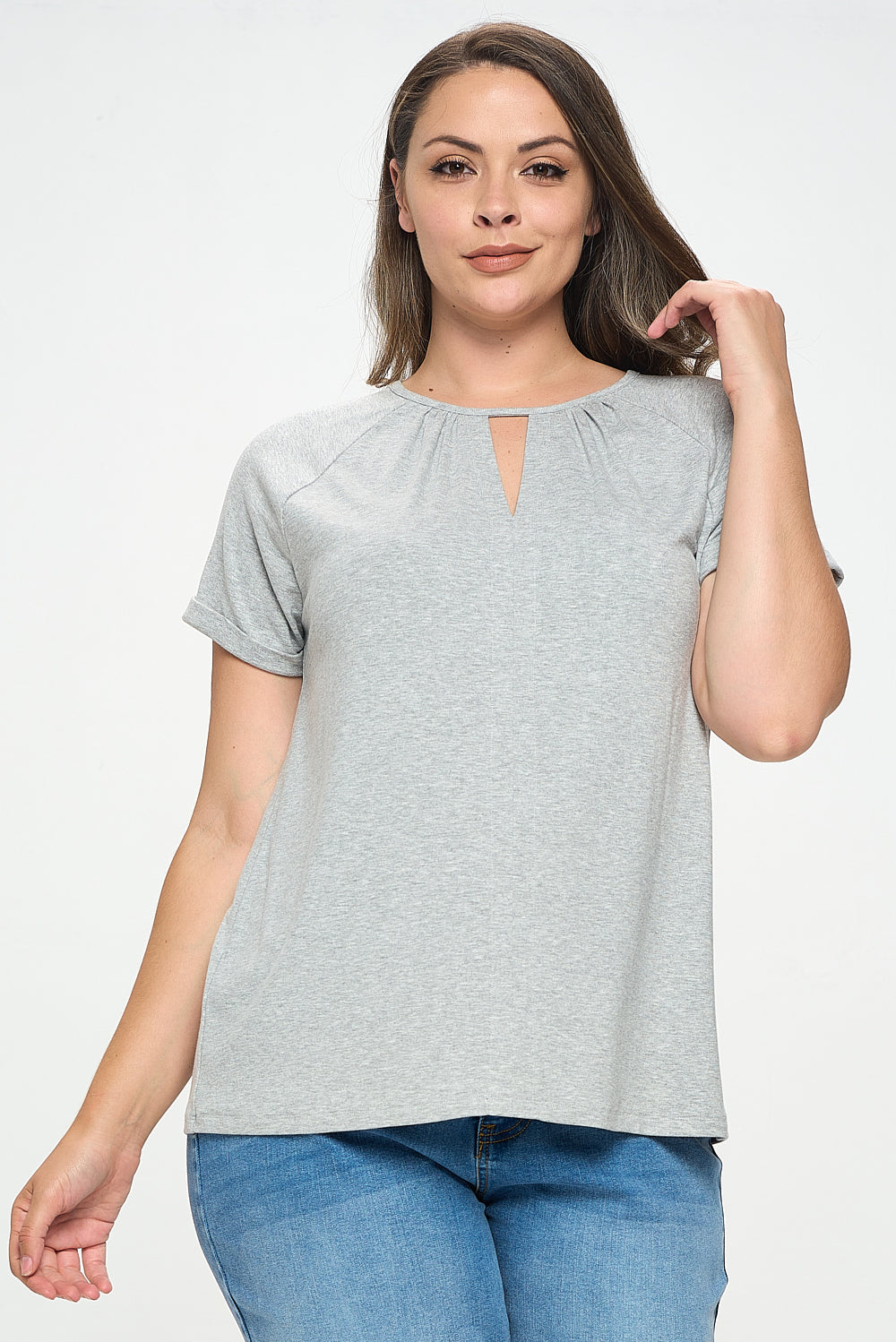 H. Grey Plus Size Cut Out Neckline Knit Top