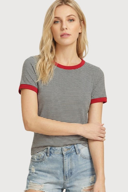 Soft Pinstripe Crewneck Tee