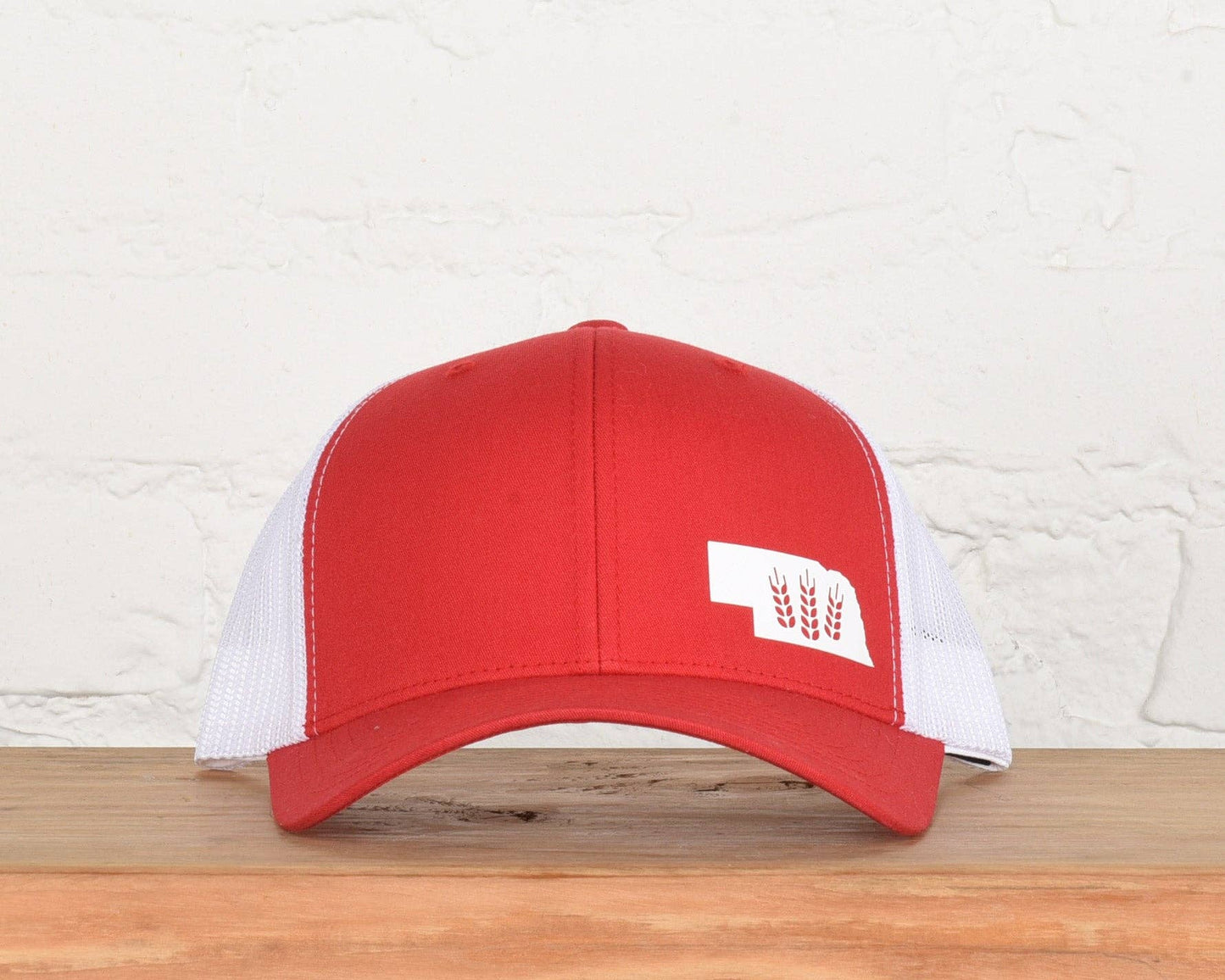 Nebraska Braided Wheat Snapback: Red/White
