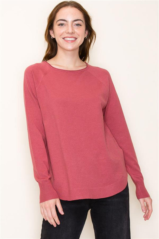 Boat Neck High Low Sweater