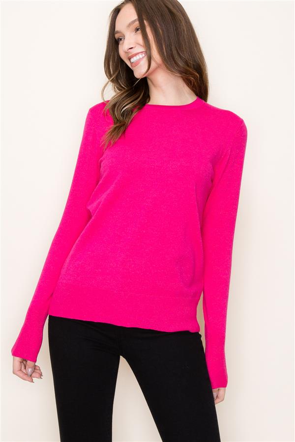 Crewneck Sweater with Button Cuff