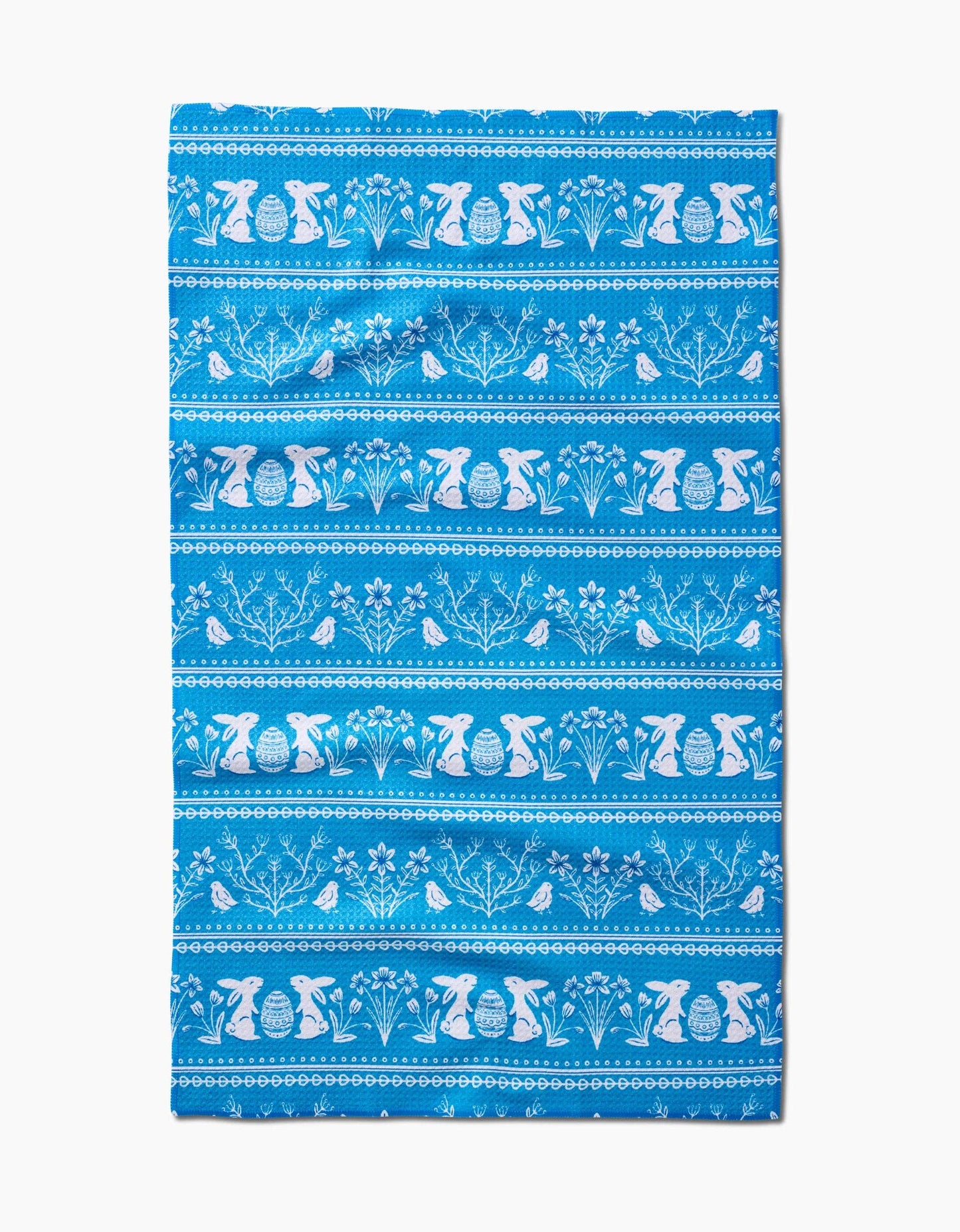 Delft Blue Easter Stripe Tea Towel