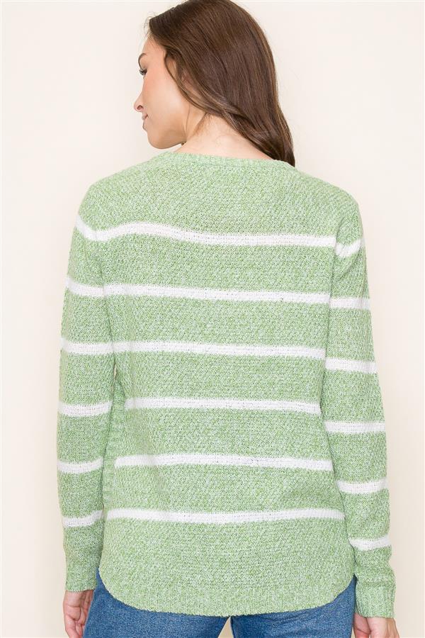 Waffle Knit Striped Sweater
